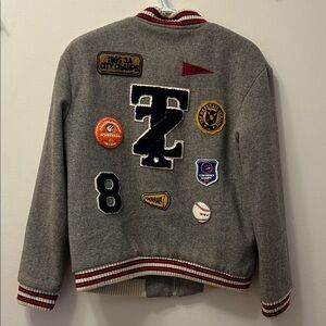 Zara Gray Jacket with Red and Yellow Details